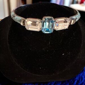 VTG manelli florence  bracelet  silver Plated Snakeskin blue color 3 Crystal’s
